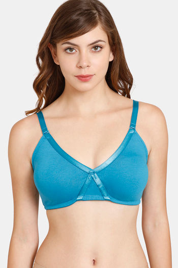 Buy Rosaline Everyday Double Layered Non-Wired 3/4th Coverage T-Shirt Bra - Fjord Blue